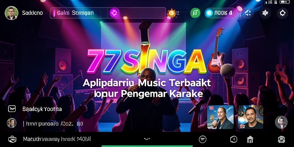 Screenshot 77SINGA menampilkan pengguna yang menikmati karaoke dengan berbagai lagu.