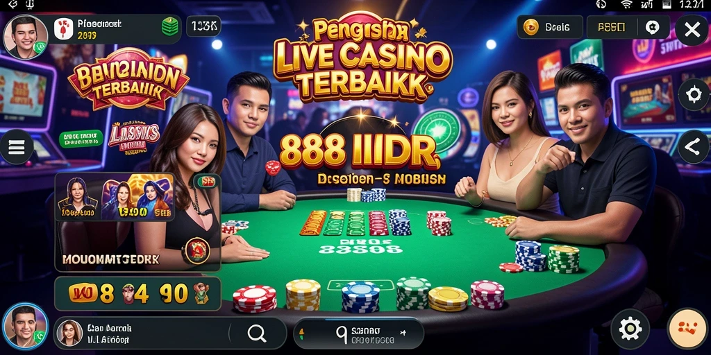 Screenshot menunjukkan gameplay Live Casino yang mendebarkan dan interaktif.