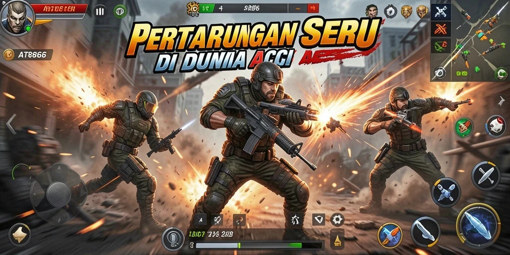 Screenshot menunjukkan pertarungan seru dalam gameplay AT866.