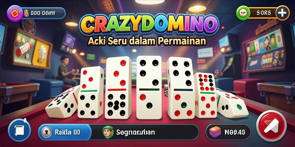 Tampilan gameplay mendebarkan dalam CRAZYDOMINO yang penuh aksi.