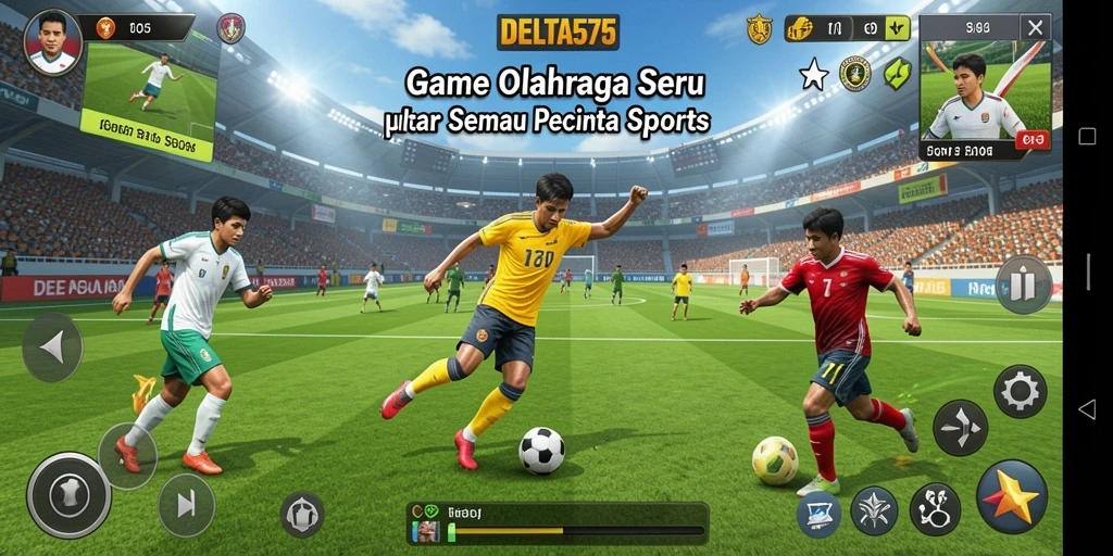 Screenshot DELTA575 menunjukkan pemain beraksi di lapangan olahraga.
