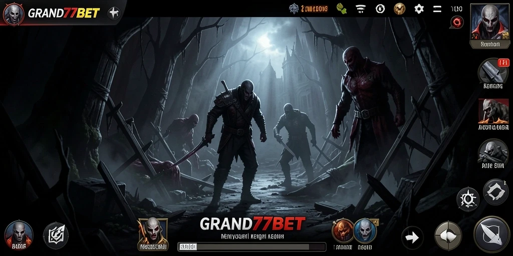 Tampilan menegangkan gameplay HOROR di GRAND77BET.