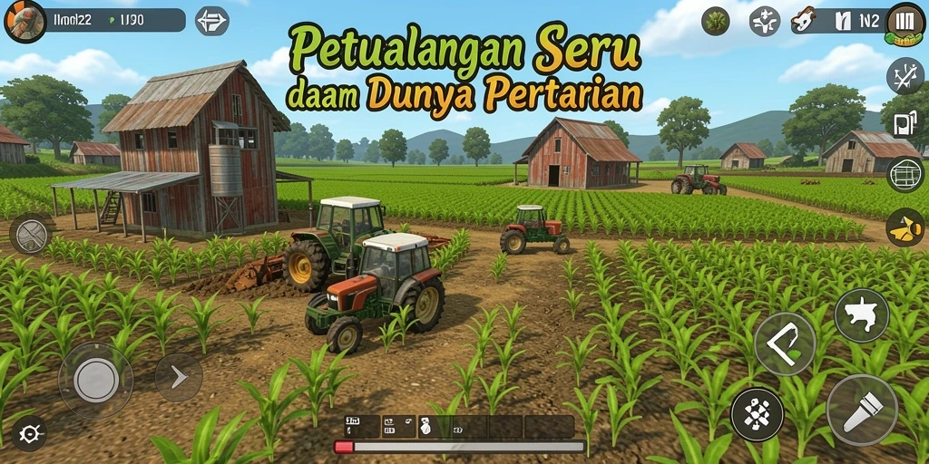 Tangkapan layar dari gameplay seru dalam <strong>IN22</strong> yang menunjukkan ladang yang subur.