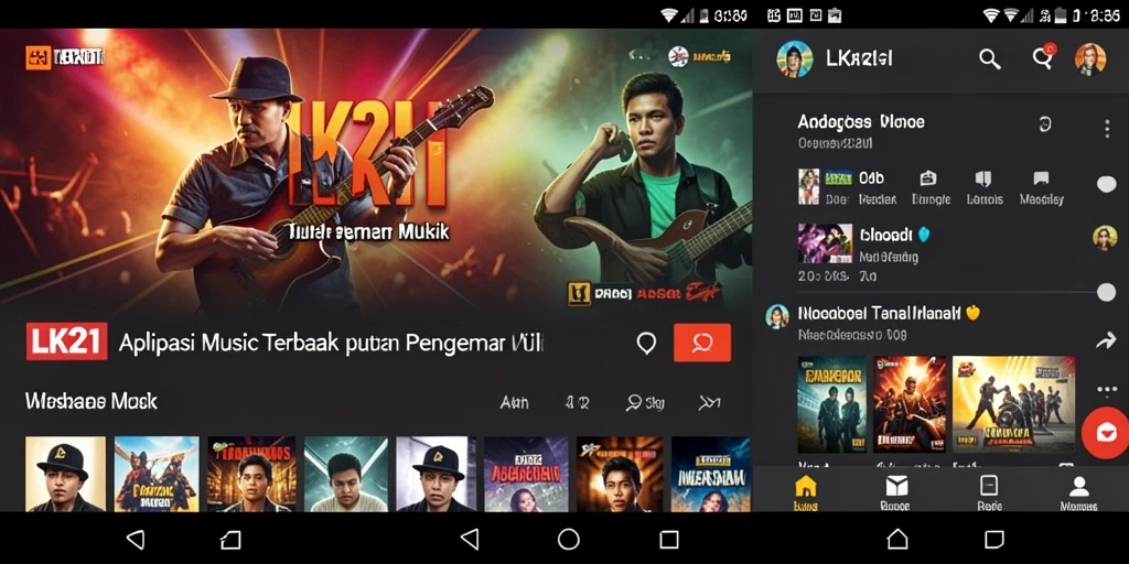 Screenshot utama LK21 menampilkan gameplay seru dalam aplikasi musik.