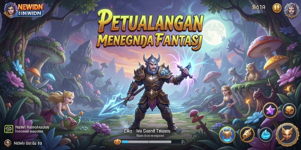 Screenshot utama NEWIDN menampilkan karakter dalam aksi petualangan.