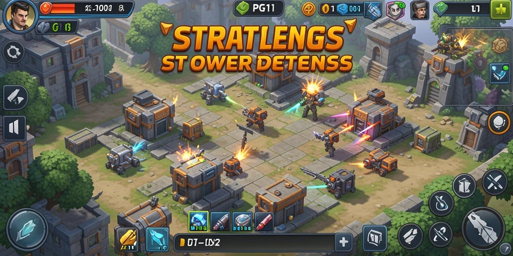 Tampilan seru gameplay Tower Defense dengan strategi menaklukkan musuh.