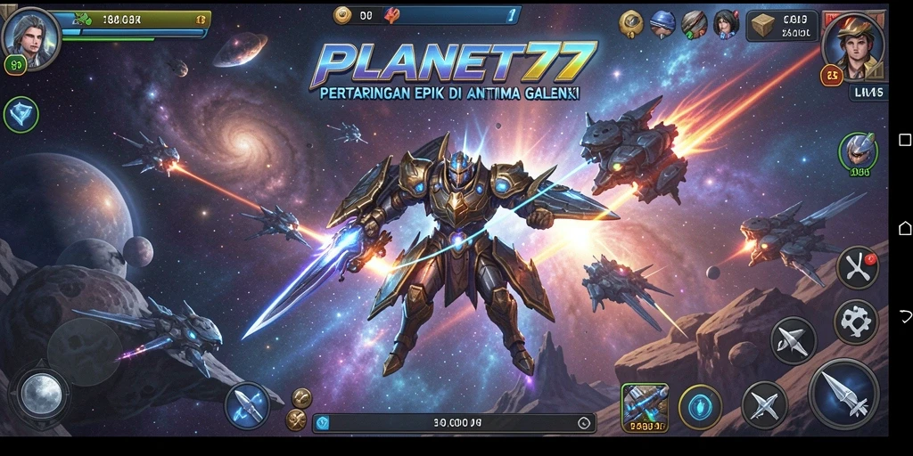 Tampilan gameplay PLANET77 yang penuh aksi dan grafis menakjubkan.