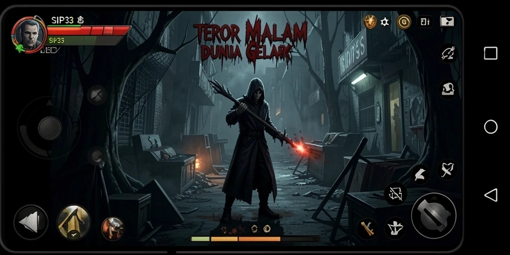 Screenshot menampilkan suasana gameplay yang mencekam dan atmosfer Horror.