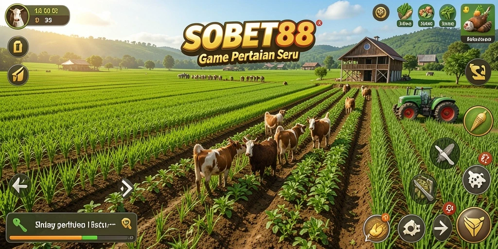 Screenshot gameplay menunjukkan aktivitas pertanian yang menyenangkan.