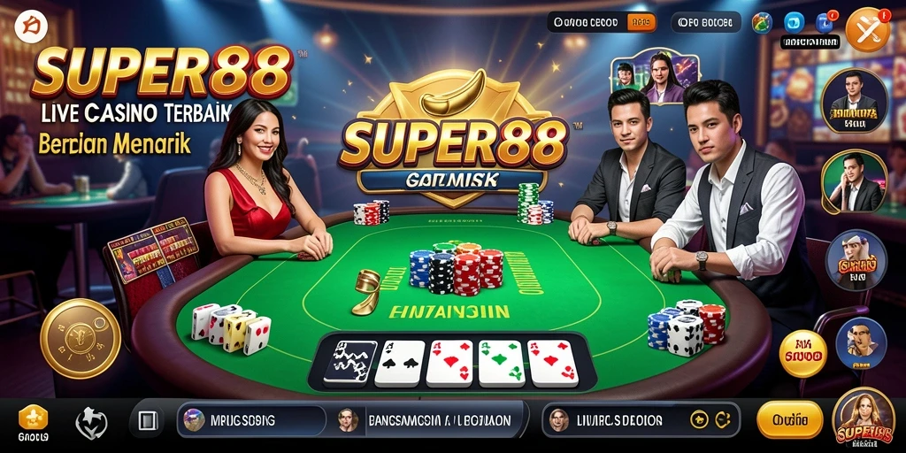 Tampilan menarik gameplay Live Casino di SUPER88 dengan dealer profesional.